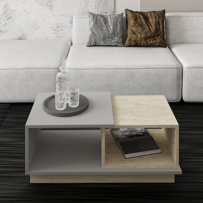 Hanah Home Mesa de Centro Consept Travertino y Gris Hanah Home Mesa de Centro Consept Travertino y Gris